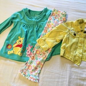 NWT Winnie the Pooh set & Yellow Jean Jacket